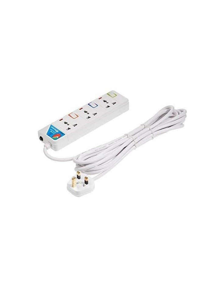 Narken E Series Extension Cord 3 Ways 5 Meter Electric Universal Power Strip wire 13 A Fuse surge With Separate Single Switch and Indicate light. - Image 1