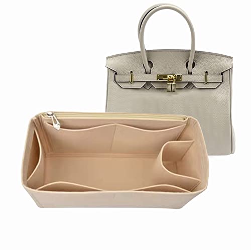 Lckaey Purse Organizer insert for birkin 35 insert organizer Felt bag1099beige-L - Image 1