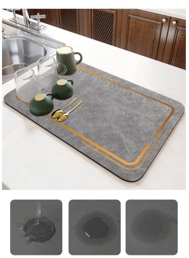 MIXDE Dish Drying Mat,Coffee Bar Mat For Countertops,Non-Slip Sink Mat,Fit Under Coffee Maker Absorbent Hide Stain,Rubber Backed Drying Mat For Kitchen Counter,50x80cm - Image 2