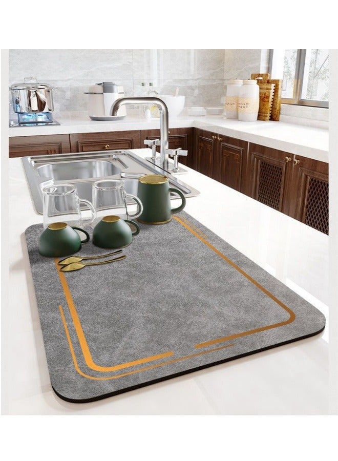 MIXDE Dish Drying Mat,Coffee Bar Mat For Countertops,Non-Slip Sink Mat,Fit Under Coffee Maker Absorbent Hide Stain,Rubber Backed Drying Mat For Kitchen Counter,50x80cm - Image 1
