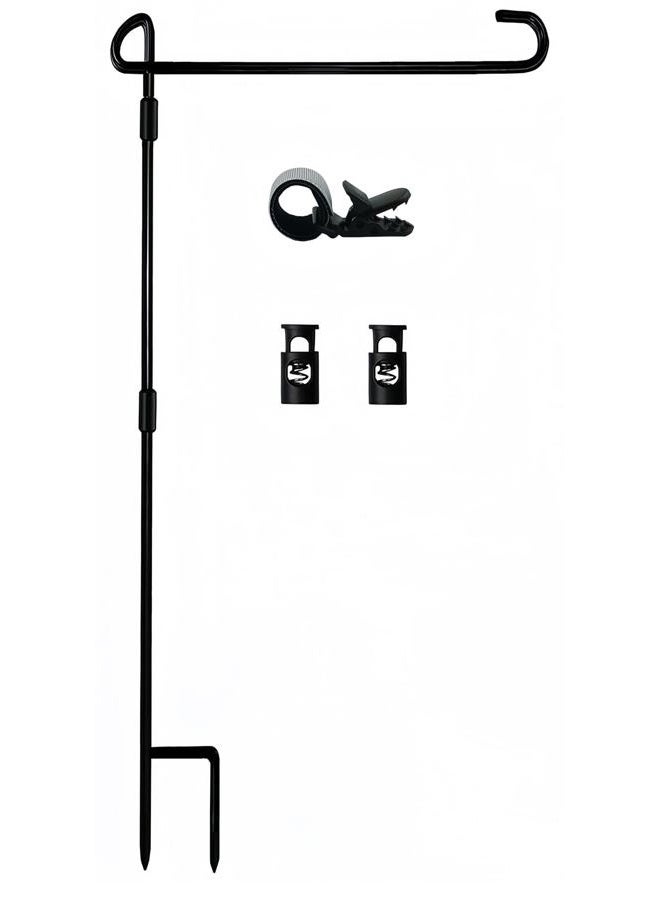 Akeydeco Garden Flag Stand-Holder-Pole with Garden Flag Stopper and Anti-Wind Clip 36.3"H x 16.5"W For USA Flag Or Season Garden Flags Keep Your Flags from Flying Away in High Winds - Image 1