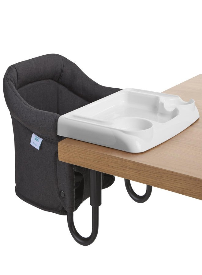 Evolur Clamp-On Comfort Table Chair, Portable Clip-On High Chair for Babies & Toddlers (6-36 Months), Removable Washable Seat Cover, Dishwasher-Safe Tray, Foldable Design with Carry Bag - Black - Image 1