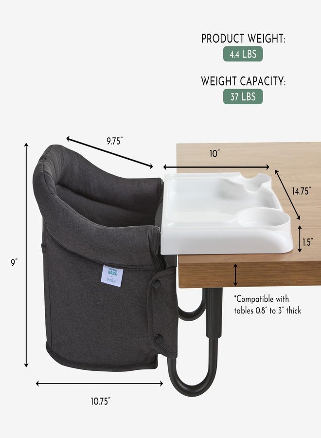 Evolur Clamp-On Comfort Table Chair, Portable Clip-On High Chair for Babies & Toddlers (6-36 Months), Removable Washable Seat Cover, Dishwasher-Safe Tray, Foldable Design with Carry Bag - Black - Image 4