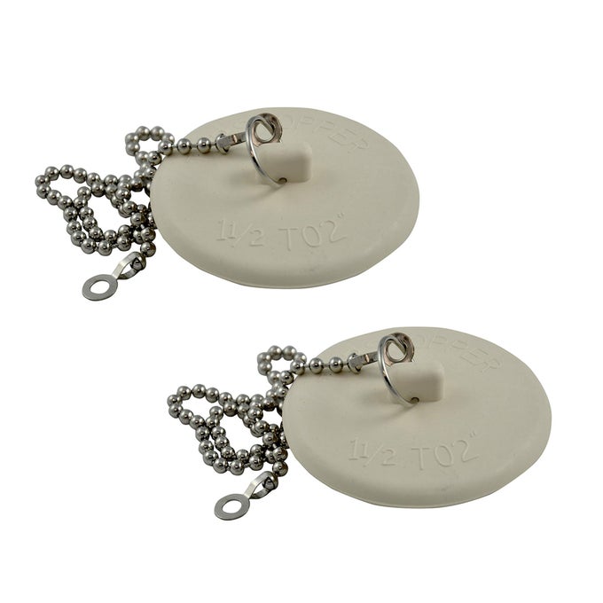 80783P RUBBER TUB STOPPER WITH CHAIN WHITE 2 PK
