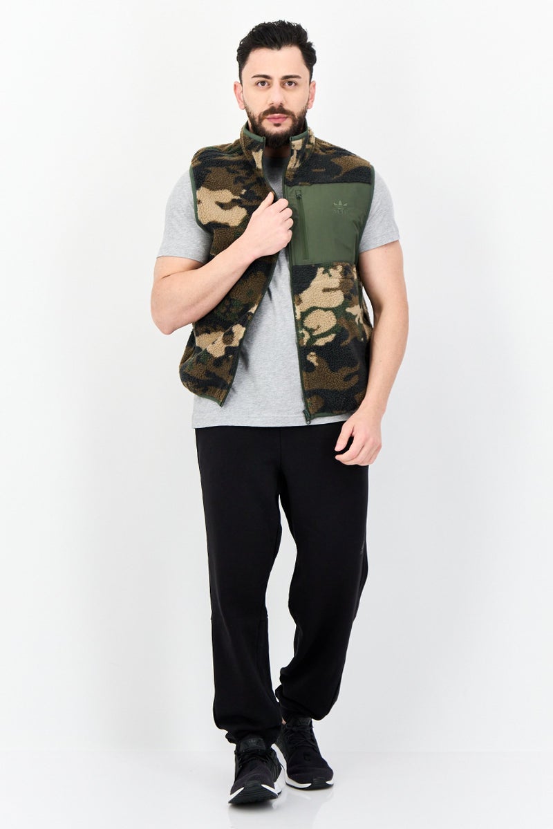 adidas Originals Men Sportswear Fit Sleeveless Outdoor Vest, Dark Olive  - Image 4