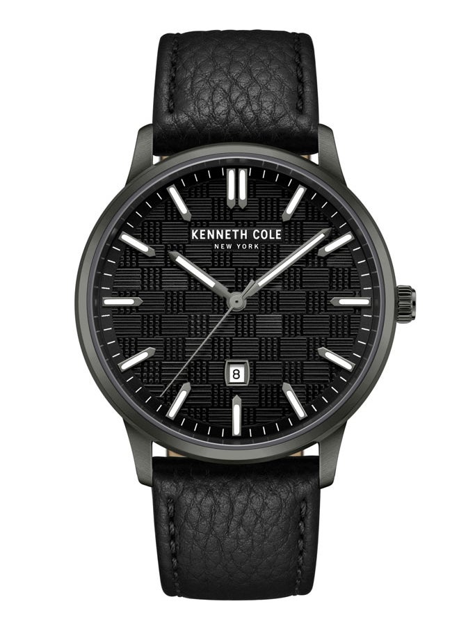 Kenneth Cole New York 42mm Analog Men's Watch with Black Genuine Leather Strap  - Image 1