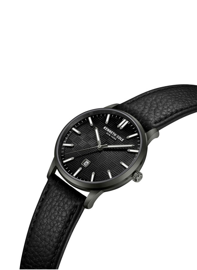 Kenneth Cole New York 42mm Analog Men's Watch with Black Genuine Leather Strap  - Image 2