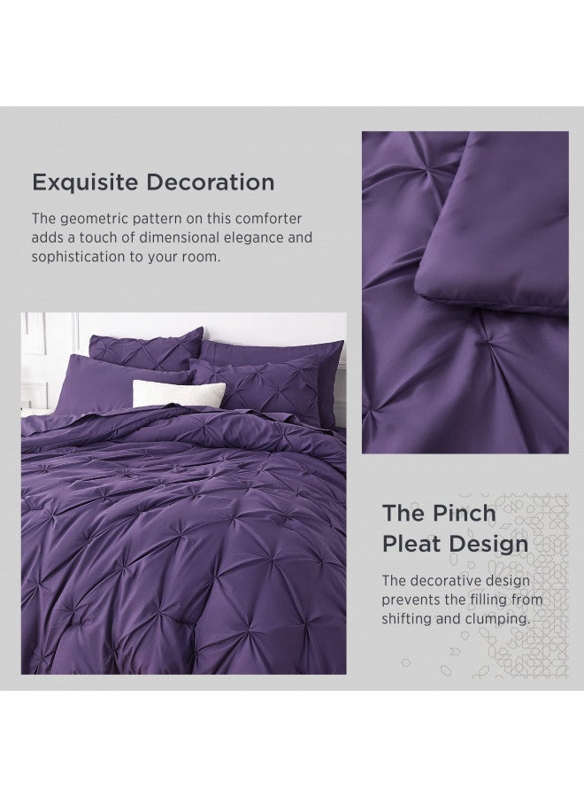 Bedsure Bedsure King Size Comforter Set - Bedding Sets King 7 Pieces, Pintuck Bed in a Bag Purple Bed Set with Comforter, Sheets, Pillowcases & Shams  - Image 2