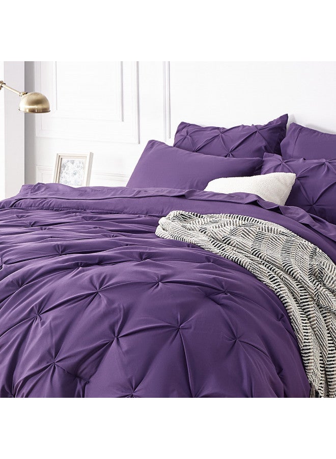 Bedsure Bedsure King Size Comforter Set - Bedding Sets King 7 Pieces, Pintuck Bed in a Bag Purple Bed Set with Comforter, Sheets, Pillowcases & Shams  - Image 3