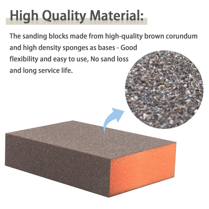 Hubaow Sanding Sponge  320 Grit Assortment Sanding Block  Wet And Dry Dual-Use Sander Sponges For Drywall Metal  Sandpaper Sponge For Wood  Washable And Reusable - Image 3