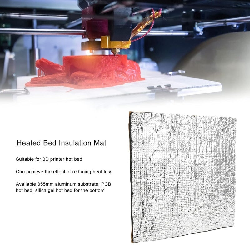 comfrt Heated Bed Insulation Mat Cold Resistant, Heat Resistant, Waterproof Self Adhesive Cotton Pad 3D Printer Accessories 350x350mm 3D Printer Heated Bed Insulation Lightweight Foam Foil - Image 5