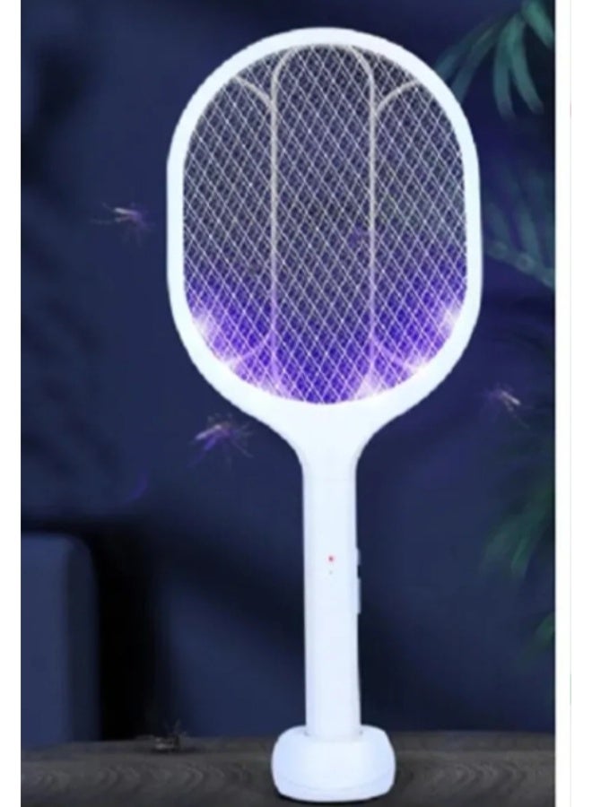 Smart Electric Mosquito Swatter - 2 in 1 - USB Rechargeable Mosquito Killer with Vertical Mounting Base and Insect Attractive Light - Multi-Color - Instant and Effective Home Protection. - Image 1