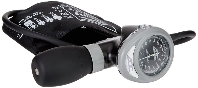 ADC مجموعة متعددة الكوف ADC Multikuf 705 للممارسة العامة مع مقياس ضغط الدم الأنيوريدي Palm 804 للأشخاص البالغين الصغار والكبار والأشخاص البالغين الكبار وأحزمة ضغط الدم الكبيرة 1950 سم صينية بلاستيكية شفافة سوداء - Image 2