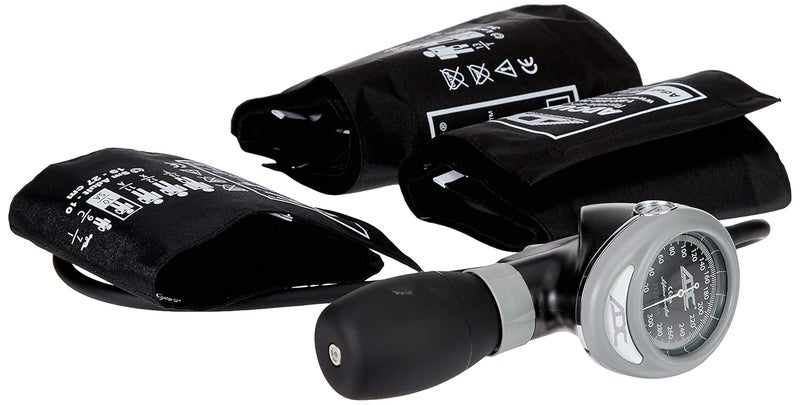 ADC مجموعة متعددة الكوف ADC Multikuf 705 للممارسة العامة مع مقياس ضغط الدم الأنيوريدي Palm 804 للأشخاص البالغين الصغار والكبار والأشخاص البالغين الكبار وأحزمة ضغط الدم الكبيرة 1950 سم صينية بلاستيكية شفافة سوداء - Image 3