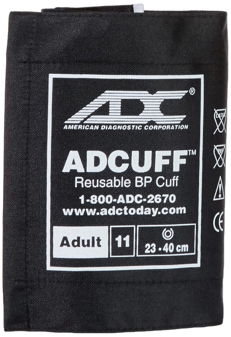 ADC مجموعة متعددة الكوف ADC Multikuf 705 للممارسة العامة مع مقياس ضغط الدم الأنيوريدي Palm 804 للأشخاص البالغين الصغار والكبار والأشخاص البالغين الكبار وأحزمة ضغط الدم الكبيرة 1950 سم صينية بلاستيكية شفافة سوداء - Image 4