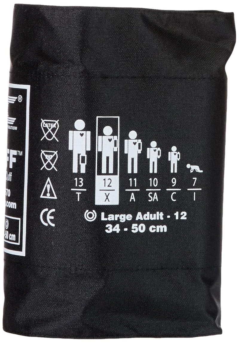 ADC مجموعة متعددة الكوف ADC Multikuf 705 للممارسة العامة مع مقياس ضغط الدم الأنيوريدي Palm 804 للأشخاص البالغين الصغار والكبار والأشخاص البالغين الكبار وأحزمة ضغط الدم الكبيرة 1950 سم صينية بلاستيكية شفافة سوداء - Image 5