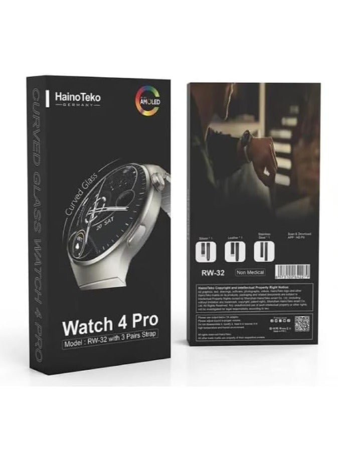Haino Teko Haino Teko RW-32 Smart Watch_AMOLED_Carved Glass Display-Silicone + Stainless Steel 3 Strap,Bluetooth - Image 3