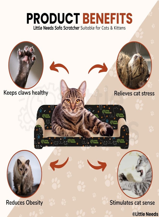 Little Needs Cat Scratcher with Catnip (Sofa Scratcher) | 20 inch Durable Corrugated Cardboard Scratch Pad & Lounger for Cats & Kittens | Furniture-Shaped Design for Claw Care, Daily Play & Relaxation - Image 5