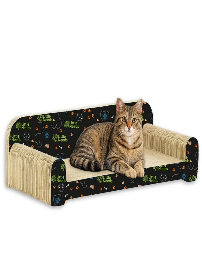 Little Needs Cat Scratcher with Catnip (Sofa Scratcher) | 20 inch Durable Corrugated Cardboard Scratch Pad & Lounger for Cats & Kittens | Furniture-Shaped Design for Claw Care, Daily Play & Relaxation - Image 1
