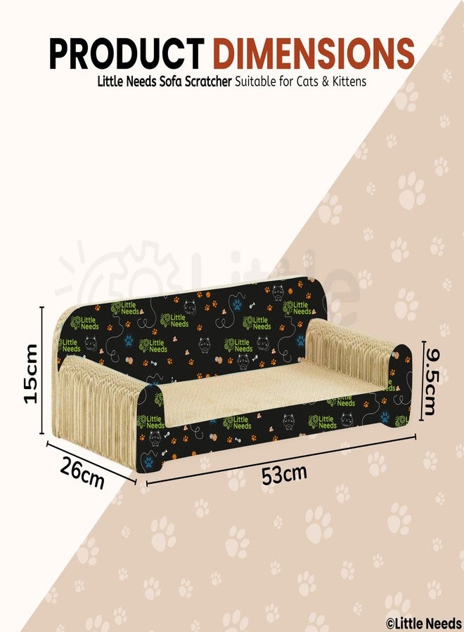 Little Needs Cat Scratcher with Catnip (Sofa Scratcher) | 20 inch Durable Corrugated Cardboard Scratch Pad & Lounger for Cats & Kittens | Furniture-Shaped Design for Claw Care, Daily Play & Relaxation - Image 2