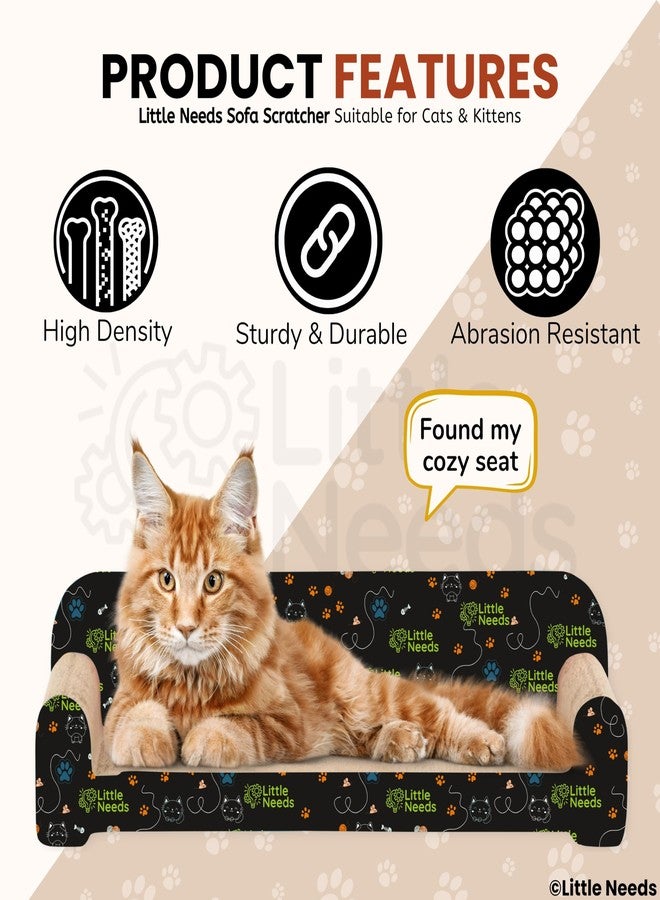 Little Needs Cat Scratcher with Catnip (Sofa Scratcher) | 20 inch Durable Corrugated Cardboard Scratch Pad & Lounger for Cats & Kittens | Furniture-Shaped Design for Claw Care, Daily Play & Relaxation - Image 3