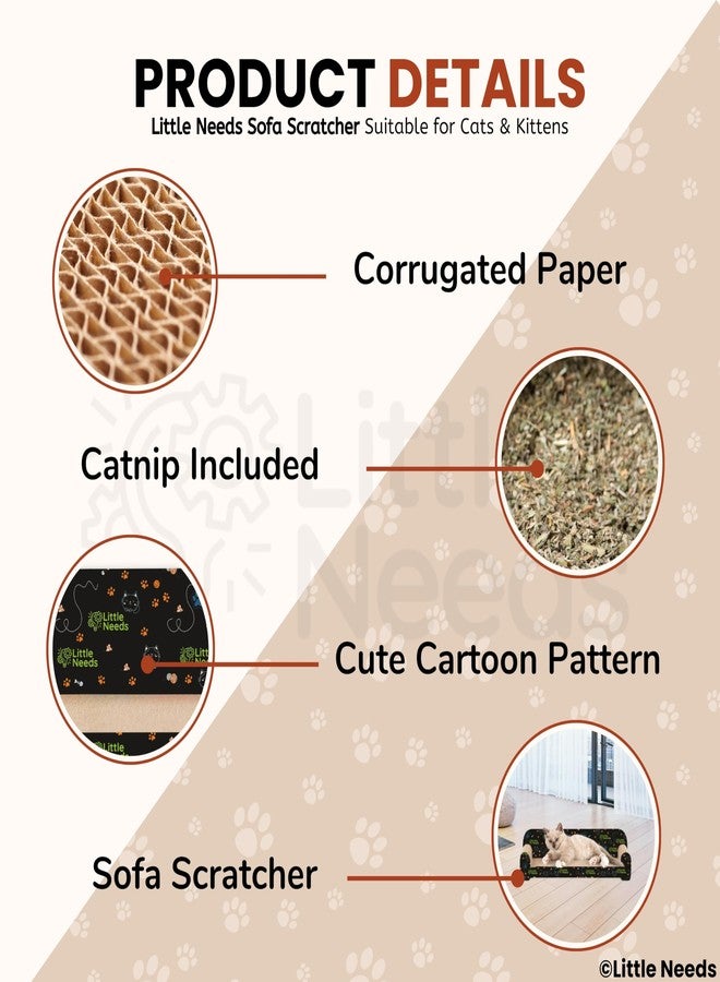 Little Needs Cat Scratcher with Catnip (Sofa Scratcher) | 20 inch Durable Corrugated Cardboard Scratch Pad & Lounger for Cats & Kittens | Furniture-Shaped Design for Claw Care, Daily Play & Relaxation - Image 4