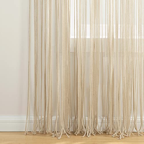 Lush Decor Boho Macrame Tassel Cotton Window Curtain Panel Single 40" W x 84" L Neutral - Macrame Curtains for Windows - Room Divider - Boho Wall Decor - Image 5