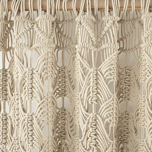 Lush Decor Boho Macrame Tassel Cotton Window Curtain Panel Single 40" W x 84" L Neutral - Macrame Curtains for Windows - Room Divider - Boho Wall Decor - Image 4