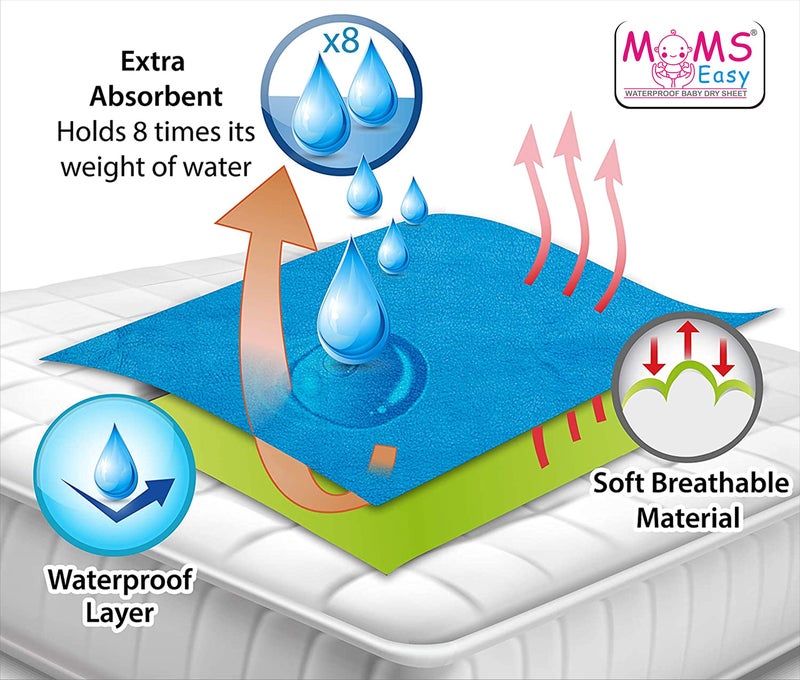 MOMSEASY® New Born Baby Dry Sheet Bed Protector, Dry Protector Sheet Baby, Water Sheet Bed and New Born Baby Products All (Lalic) (Large, 140x100 cm) - Image 3