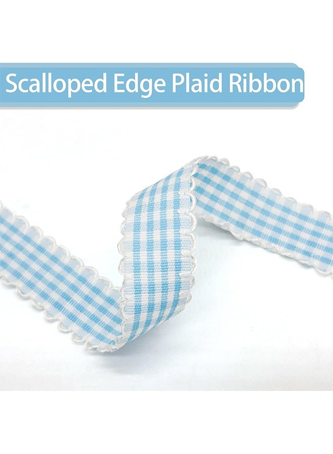 Quantum Satin Ribbon, Gingham Plaid Ribbon, Polyester Checked Ribbon for Gift Wrapping, Flower Bouquets Wreaths & Party Decor Craft Ribbon (Blue) - Image 3