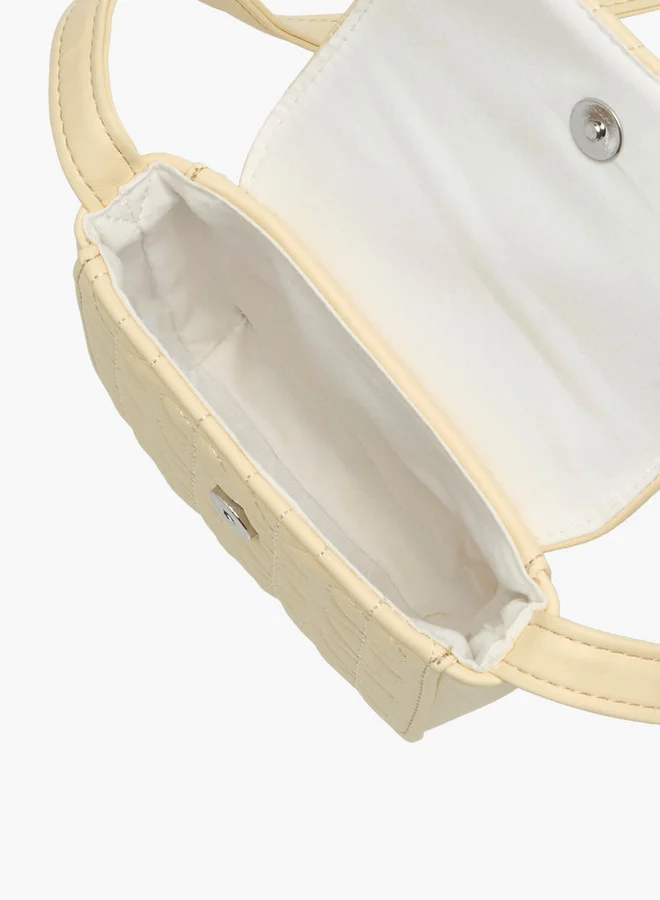 Flora Bella By Shoexpress Girls Heart Embroidered Crossbody Bag with Strap Handle and Flap Closure
