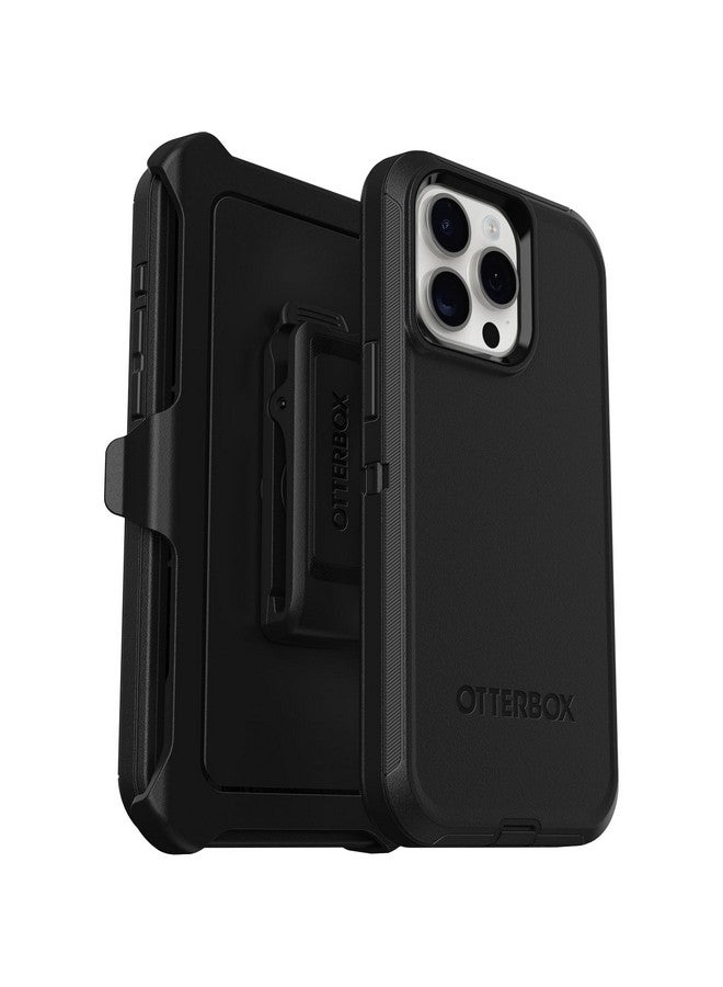 أوتربوكس جراب OtterBox Defender Series لهاتف iPhone 15 Pro MAX (فقط) - أسود، بدون شاشة، قوي ومتين، مع حماية للمنافذ، يتضمن حامل مشبك الحافظة (يتم الشحن في كيس بلاستيكي، مثالي لعملاء الأعمال) - Image 1
