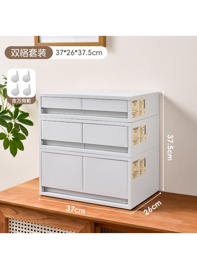 Quner Style Desktop Storage Box Cosmetic File Storage Household Sundries Storage Container Multi-layer Compartment Dustproof Drawer - Image 1