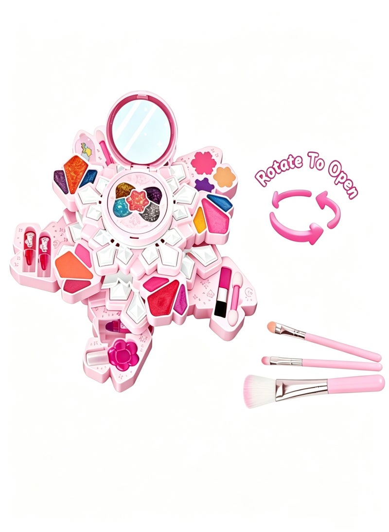SUCITY Kids Makeup Sets for Girls Kids Makeup Sets for Girls 3+ Play Make Up Kit, Best Toys for Little Girl, Princess Toddler Kid Stuff, Ages 3-12 Year Old Girl Birthday Gifts（Flower） - Image 1