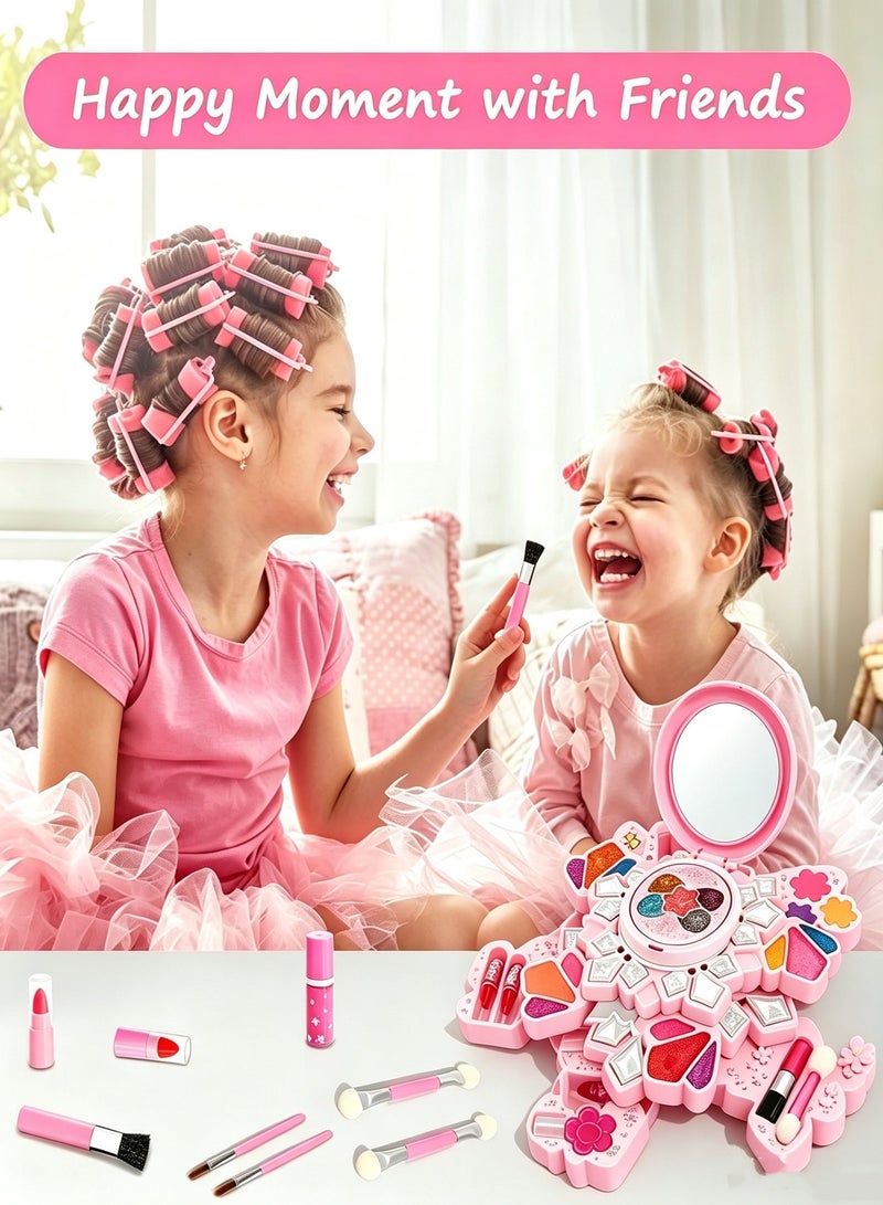 SUCITY Kids Makeup Sets for Girls Kids Makeup Sets for Girls 3+ Play Make Up Kit, Best Toys for Little Girl, Princess Toddler Kid Stuff, Ages 3-12 Year Old Girl Birthday Gifts（Flower） - Image 4