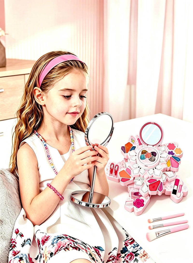 SUCITY Kids Makeup Sets for Girls Kids Makeup Sets for Girls 3+ Play Make Up Kit, Best Toys for Little Girl, Princess Toddler Kid Stuff, Ages 3-12 Year Old Girl Birthday Gifts（Flower） - Image 3