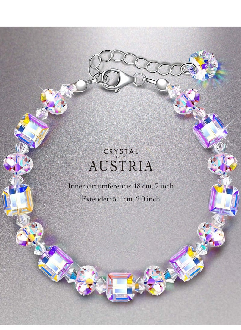Generic - Elegant Sterling Silver Bracelet for Women with Northern Lights Crystals and Jewelry Box Gift for Special Occasions - Image 1