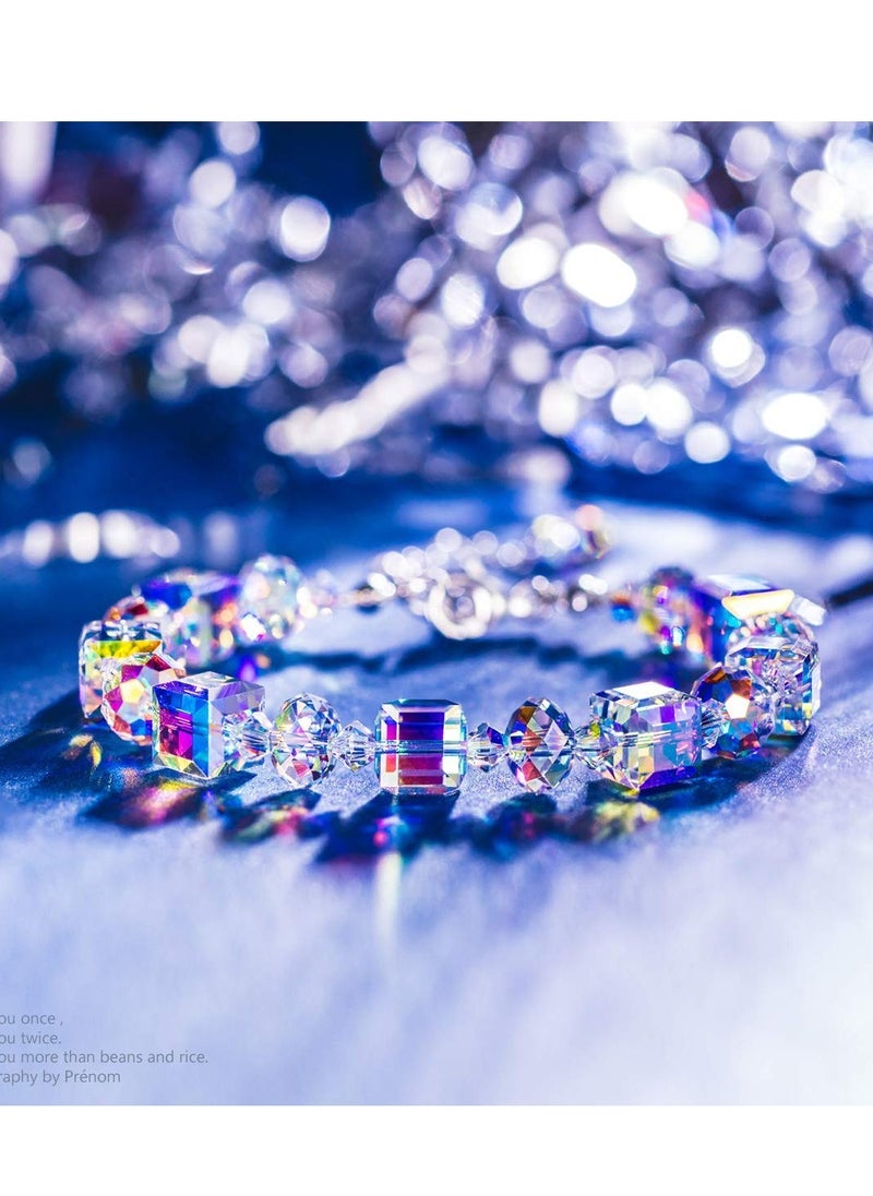 Generic - Elegant Sterling Silver Bracelet for Women with Northern Lights Crystals and Jewelry Box Gift for Special Occasions - Image 1