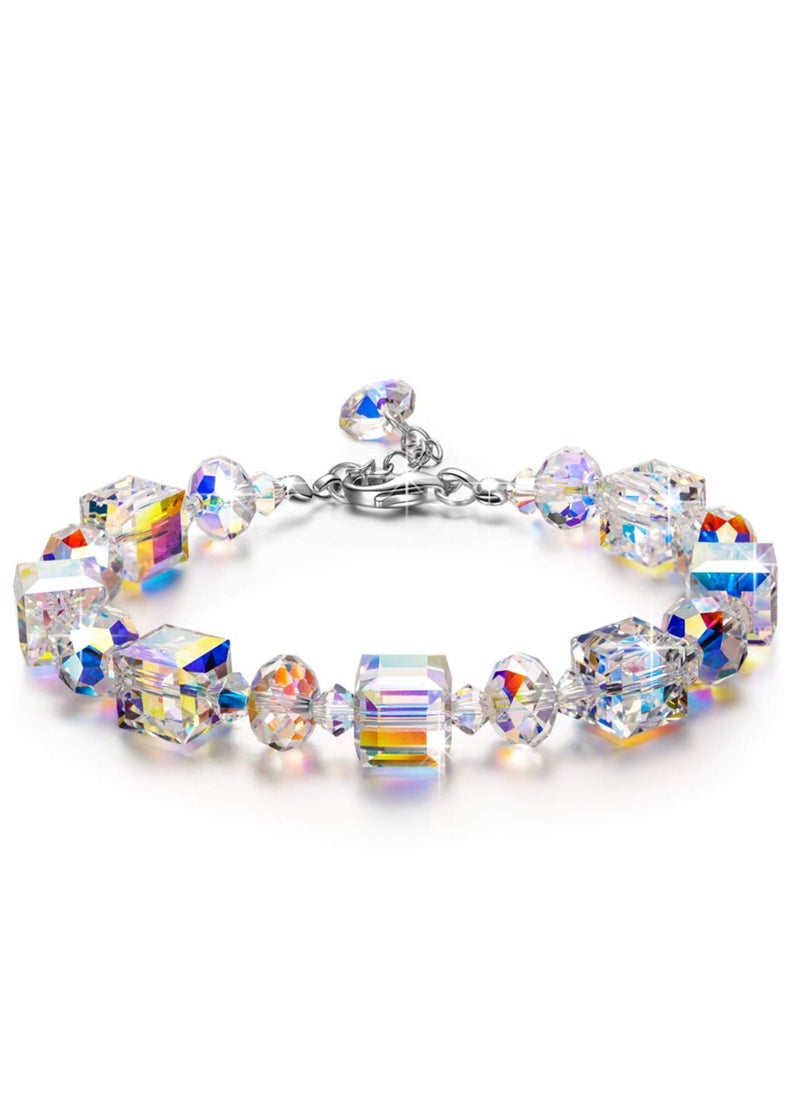 Generic - Elegant Sterling Silver Bracelet for Women with Northern Lights Crystals and Jewelry Box Gift for Special Occasions - Image 1
