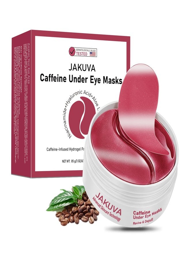 Jakuva 30 Pairs Caffeine Under Eye Patches for Dark Circles & Puffy Eyes, Hydrating Under Eye Gel Masks with Hyaluronic Acid & Collagen, Travel Essentials & Self Eye Care Gifts for Women & Men - Image 1
