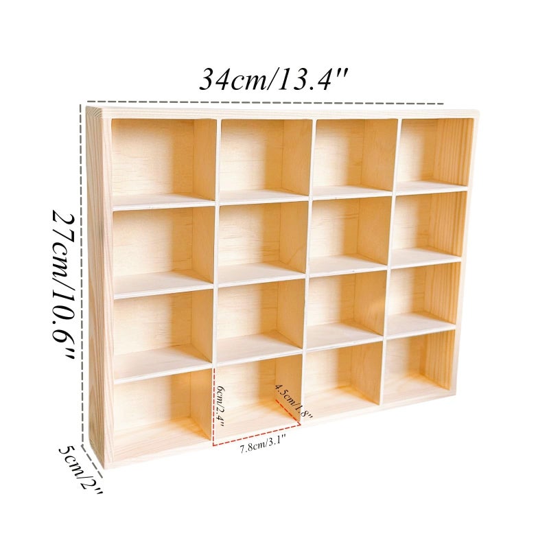 LONG TAO صندوق تقسيم خشبي LONG TAO 1 قطعة 13.4''x10.6''x2'' لعرض وتنظيم التخزين مع 16 قسم للاستخدام المنزلي والحرفي والمكتبي والمطبخ - Image 2