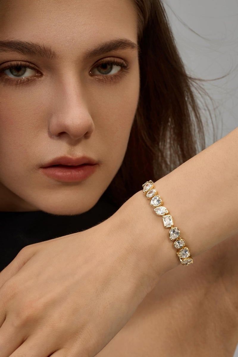 Pearich 14K Gold Filled Tennis Bracelets for Women- Classic Gold Bracelets for Women, Oval Stone Cut Bracelet,Valentines, Mothers, Christmas Jewelry for Women 6 In - Image 3