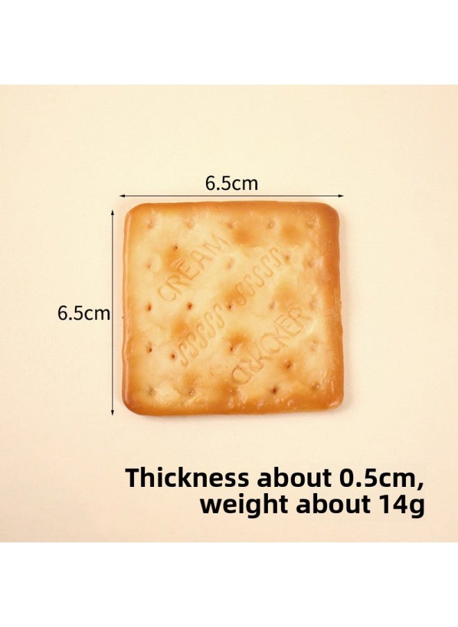 PVC Simulation Soda Cake Dry Pendant Fun Simulation Snack Food Play Toy Square Fake Biscuit Key Chain Pendant-Color:Square Cookies-model  - Image 1