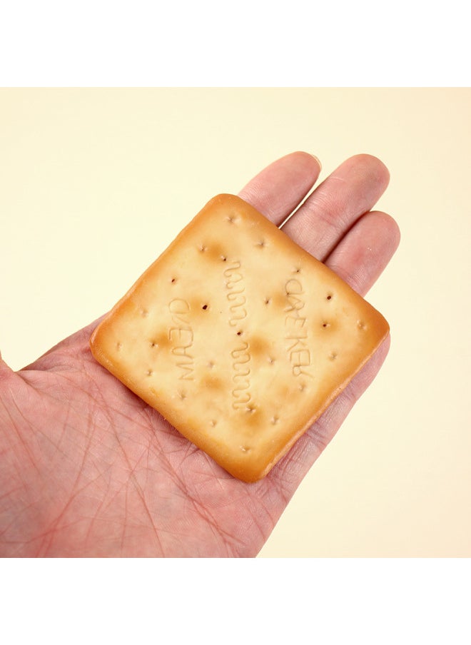PVC Simulation Soda Cake Dry Pendant Fun Simulation Snack Food Play Toy Square Fake Biscuit Key Chain Pendant-Color:Square Cookies-model  - Image 4
