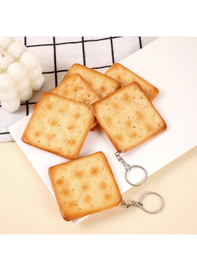 PVC Simulation Soda Cake Dry Pendant Fun Simulation Snack Food Play Toy Square Fake Biscuit Key Chain Pendant-Color:Square Cookies-model  - Image 2