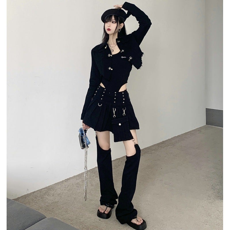 2023 Spring Denim Jacket Retro Style for Women Hakama  - Image 1