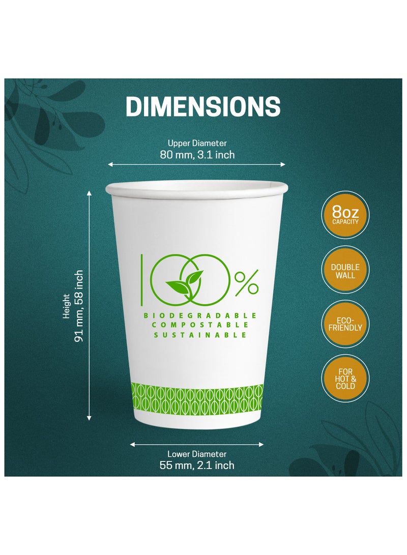 EcoEdge EcoEdge 8 Oz Disposable Double Wall Heavy-Duty Party Paper Cups (Pack of 50) | Fancy, Sustainable, Recyclable, BPA and Plastic Free | For Hot or Iced Beverages, Everyday Use | 100% Biodegradable  - Image 4