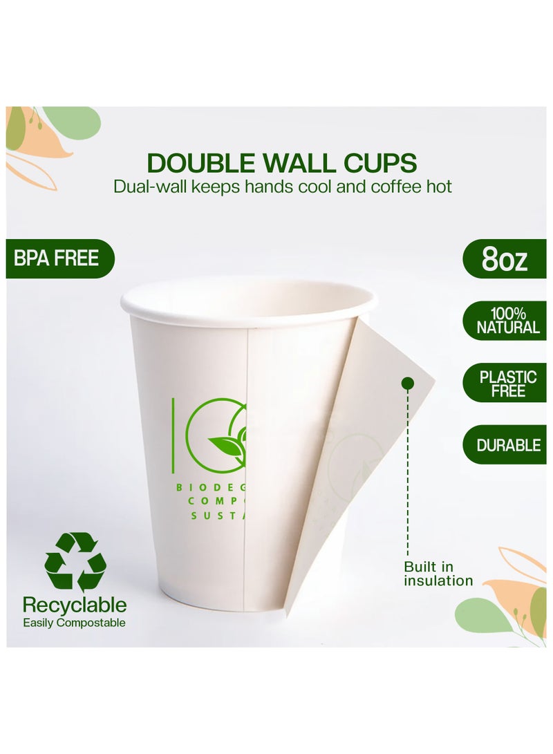 EcoEdge EcoEdge 8 Oz Disposable Double Wall Heavy-Duty Party Paper Cups (Pack of 50) | Fancy, Sustainable, Recyclable, BPA and Plastic Free | For Hot or Iced Beverages, Everyday Use | 100% Biodegradable  - Image 2