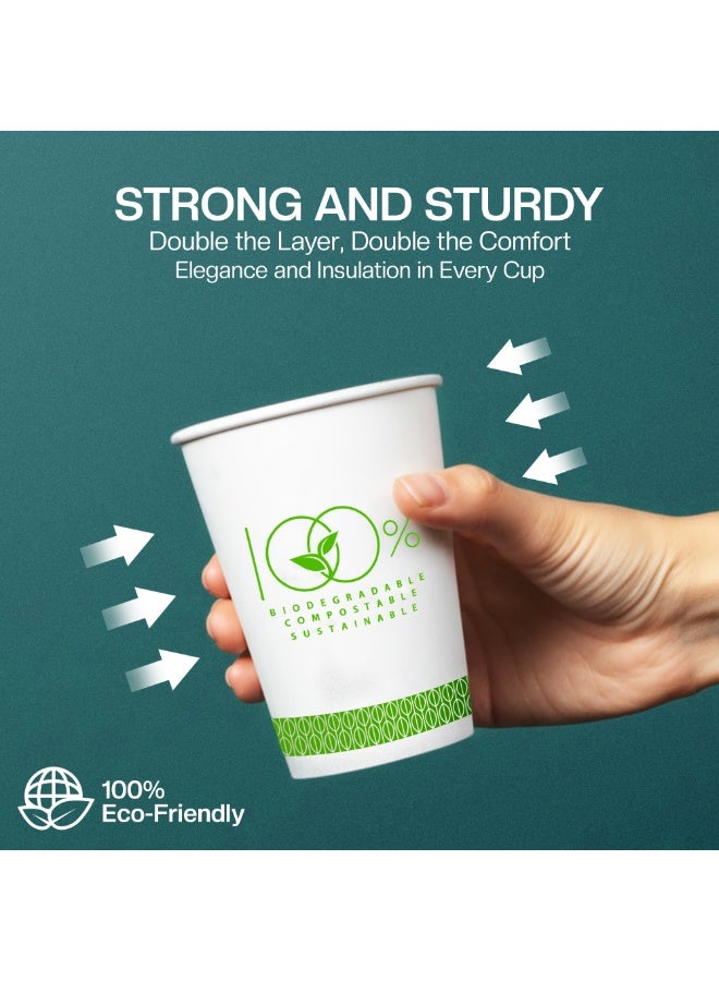 EcoEdge 8 Oz Disposable Double Wall Heavy-Duty Party Paper Cups (Pack of 50) | Fancy, Sustainable, Recyclable, BPA and Plastic Free | For Hot or Iced Beverages, Everyday Use | 100% Biodegradable - Image 5