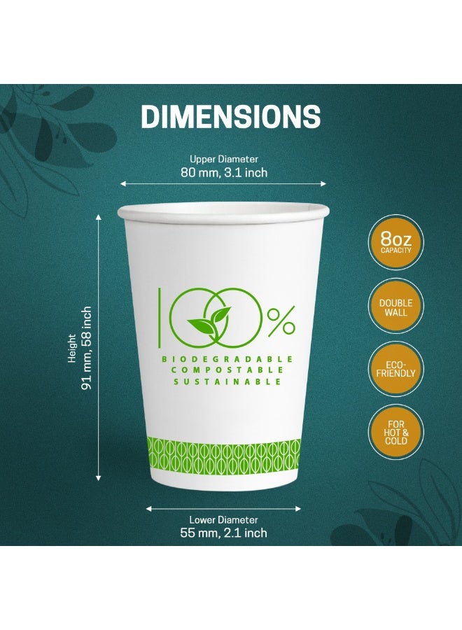 EcoEdge 8 Oz Disposable Double Wall Heavy-Duty Party Paper Cups (Pack of 50) | Fancy, Sustainable, Recyclable, BPA and Plastic Free | For Hot or Iced Beverages, Everyday Use | 100% Biodegradable - Image 4